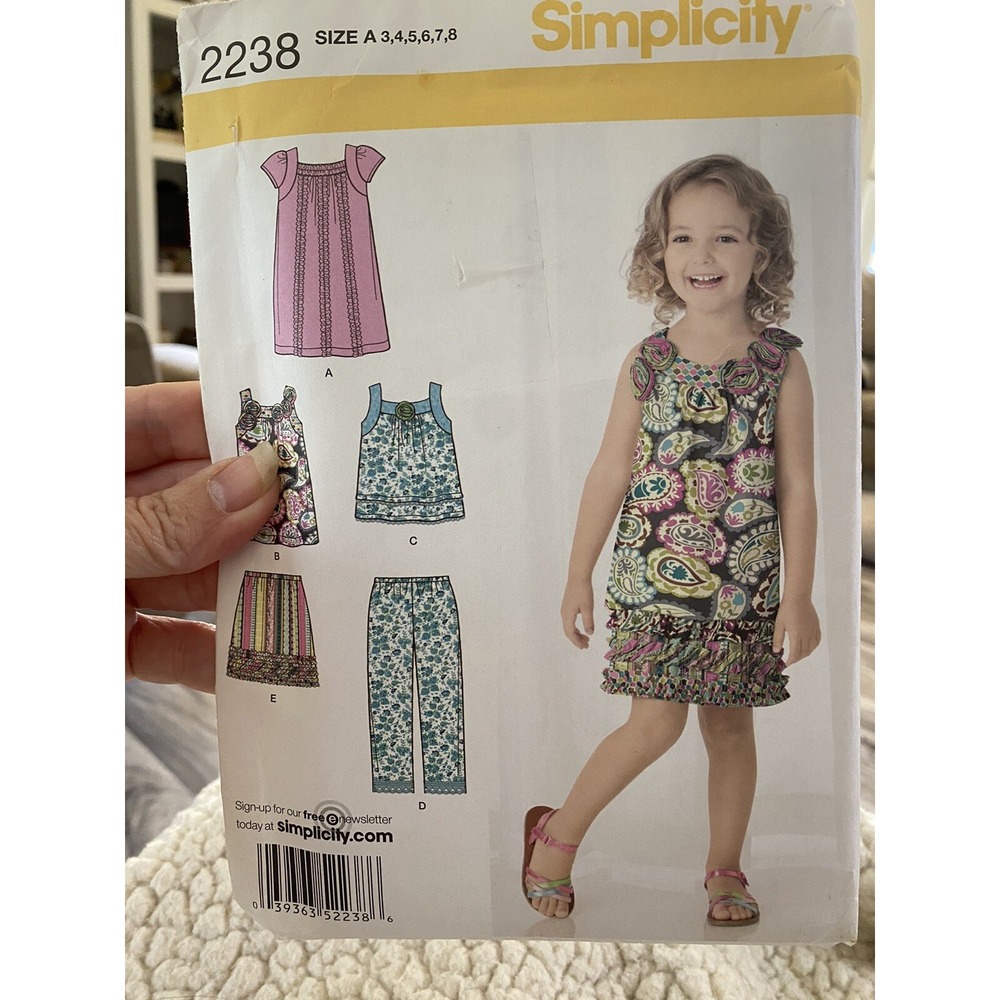 Simplicity 2238 Girls Dress Top Skirt Pants Sewing Pattern Size 3-8 Uncut